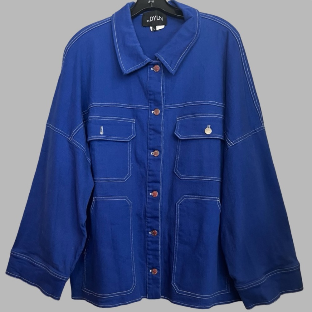 NWOT BY.DYLN Cooper Jacket in Cobalt, which features an oversized fit, Size S - Picture 6 of 12